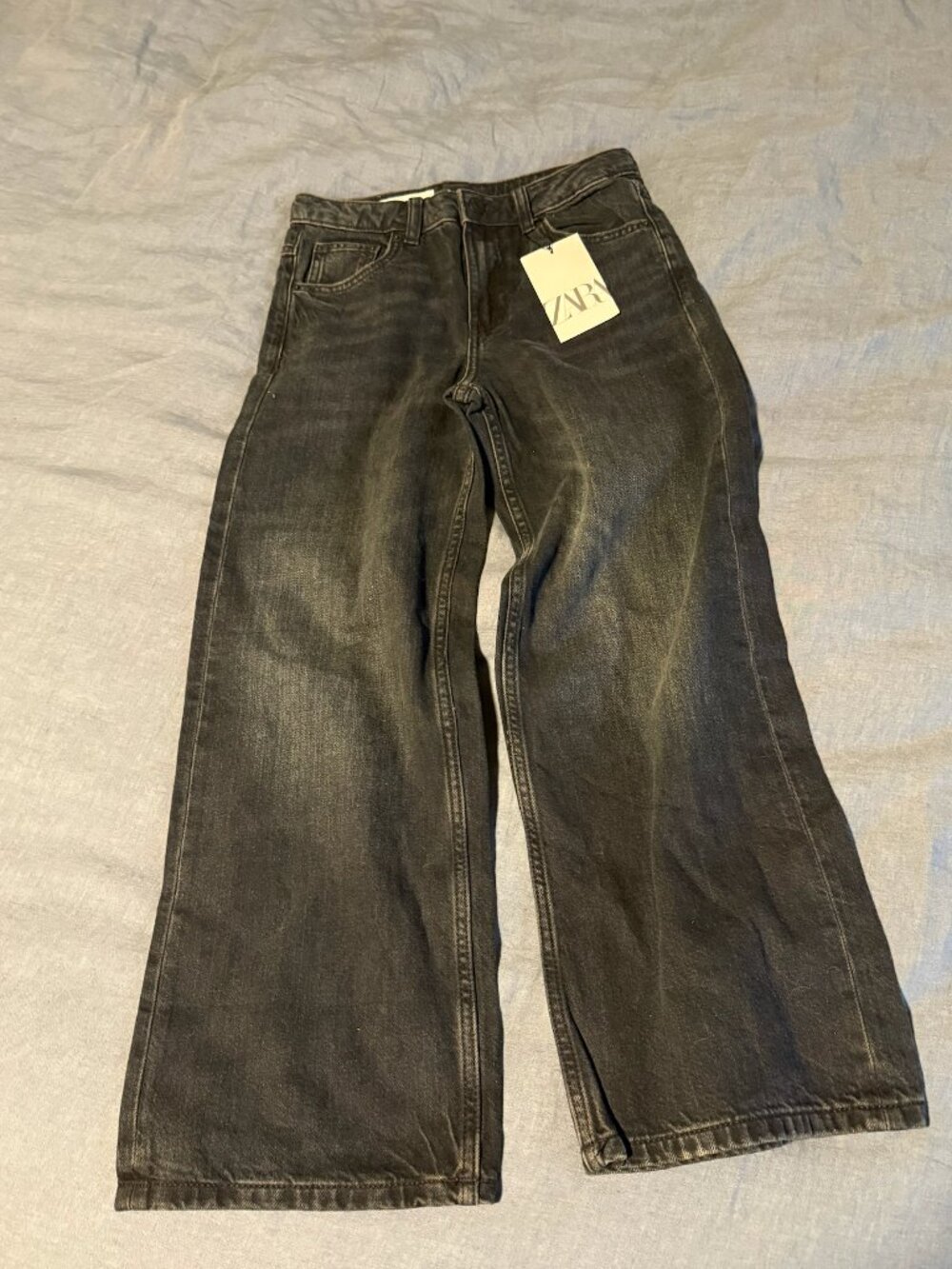 ZARA Kids girls black wide leg jeans size 10